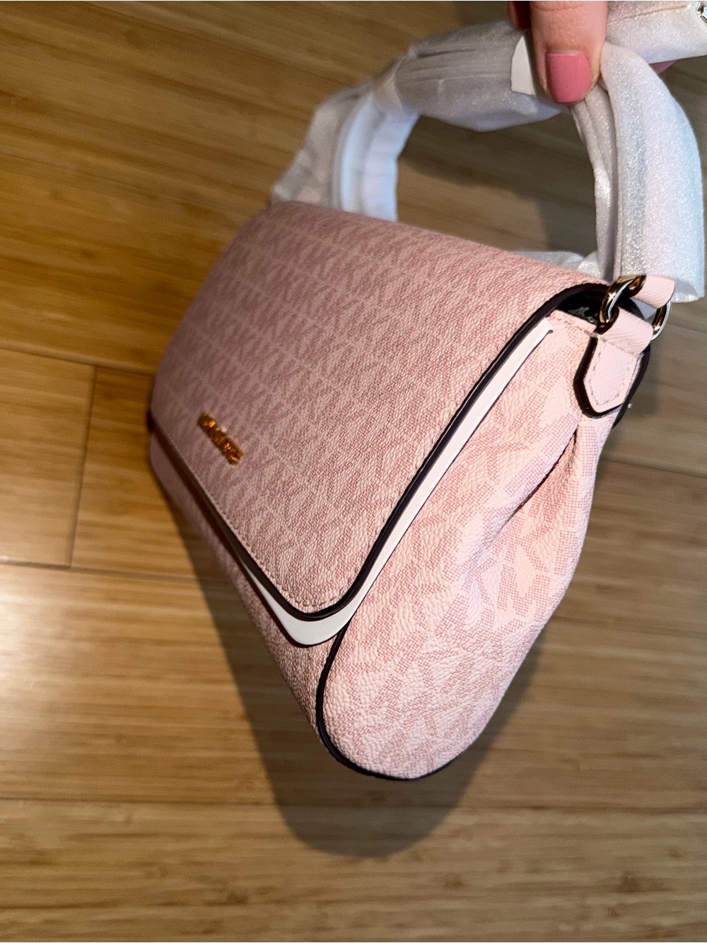 Michael Kors Blush Pink Signature Crossbody with Black Trim - Picture 6 of 8